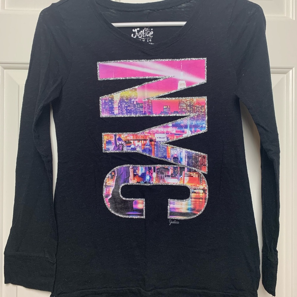 justice nyc black long sleeve shirt